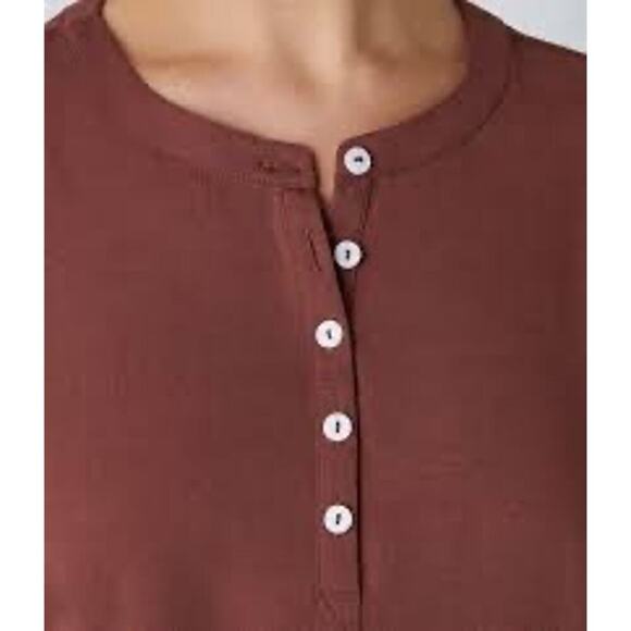 Halara Women’s Henley Neck High Low Curved Hem Top Brown Size Medium NEW/NWT!! - Picture 6 of 12